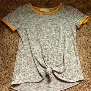 Grey tie up shirt for girls